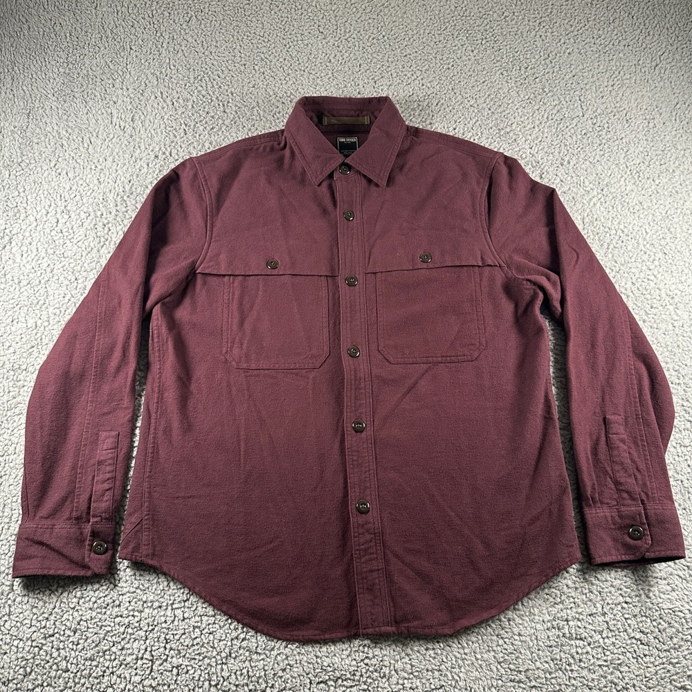 Todd Snyder Alaskan Chamois Shirt Mens M Burgundy Button Front Overshirt Flannel